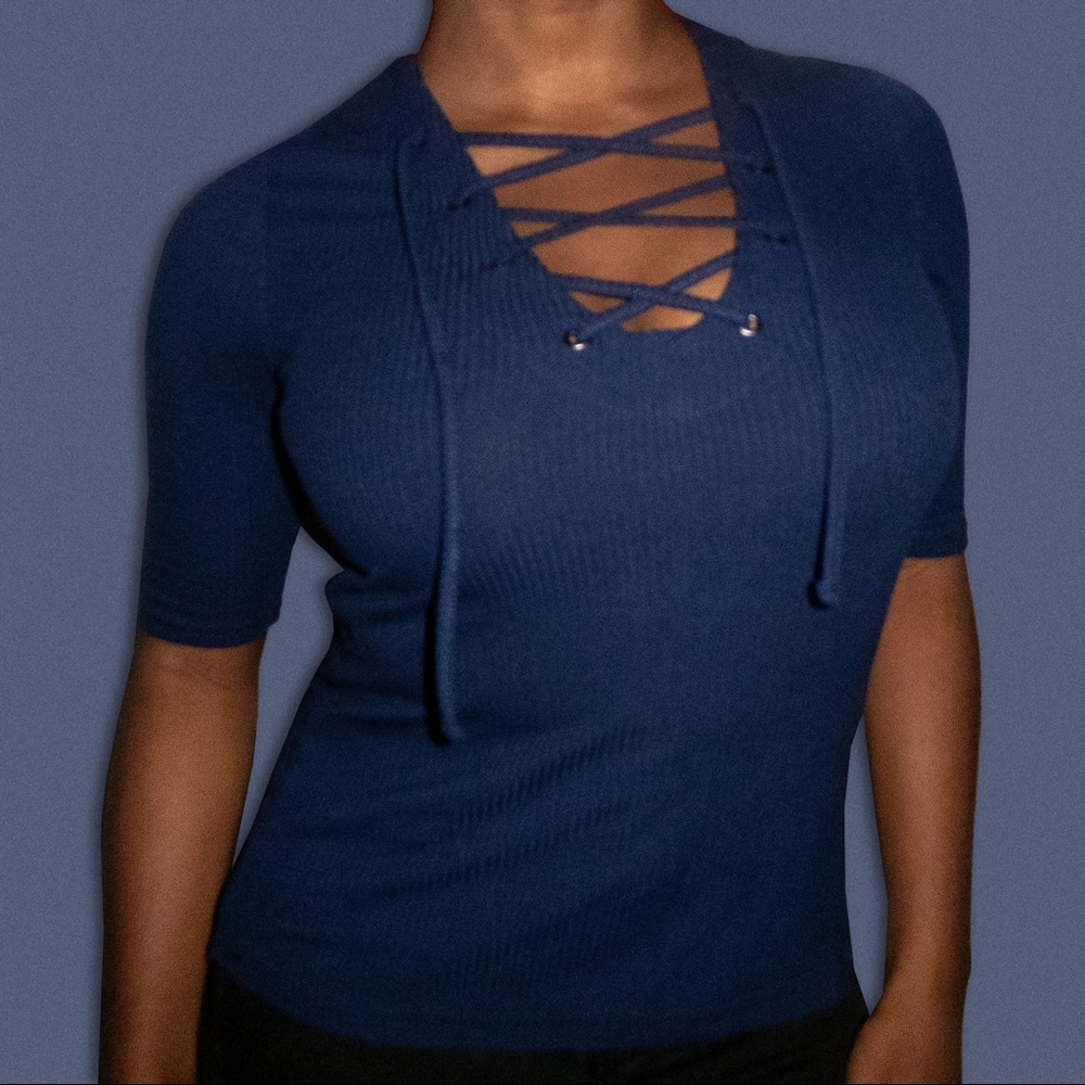 UK2LA Royal Blue Lace Up Top
